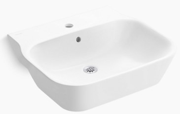 Kohler Span Square Wall Mount Basin with Single faucet hole 550mm